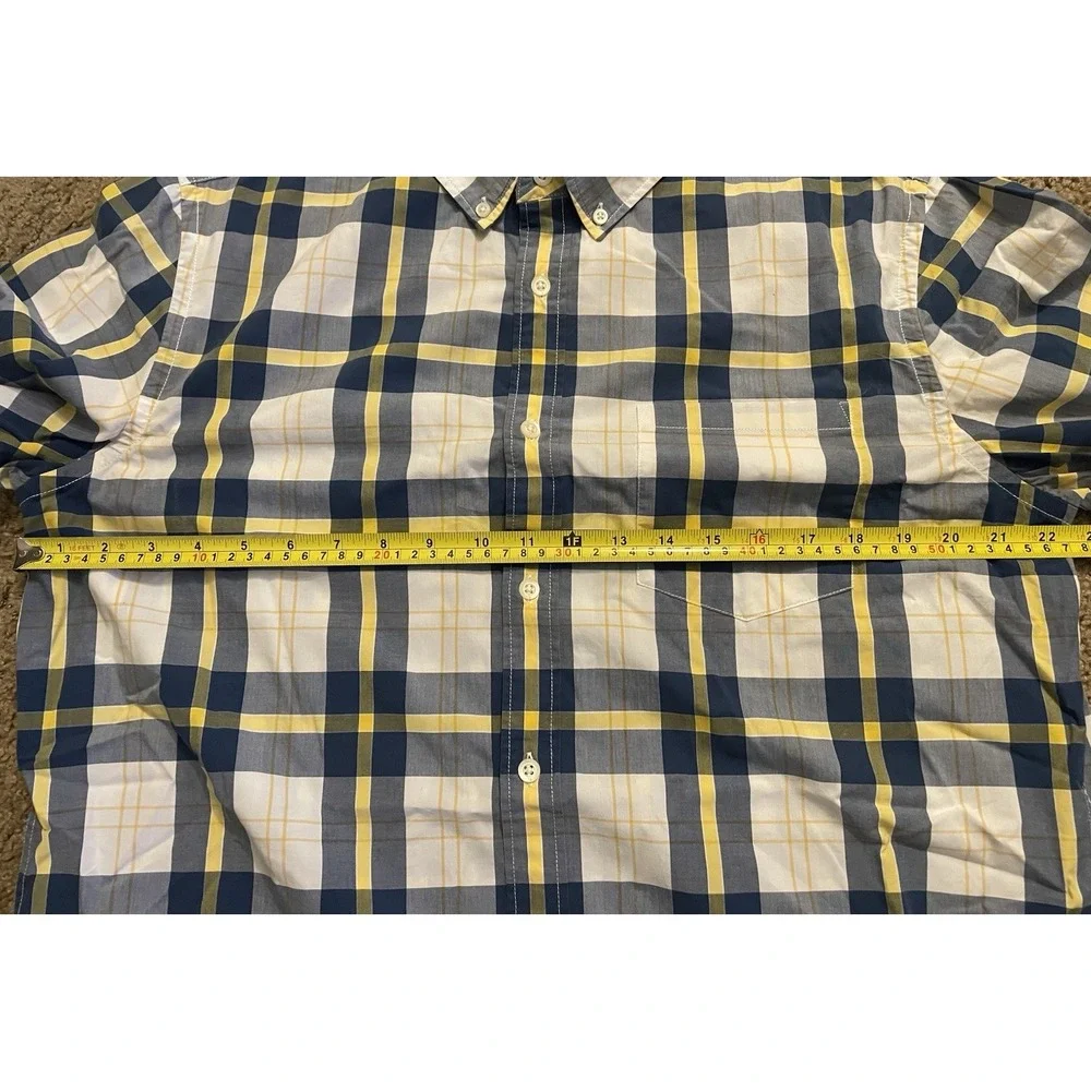 Banana Republic 078 Long Sleeve Button Down Shirt Blue Yellow Plaid Large JBHS